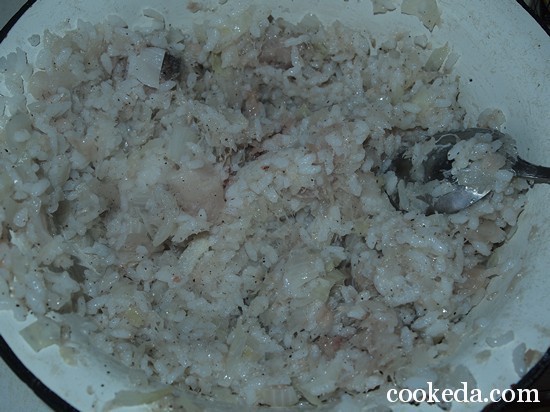 Пирог рыбой рисом фото-06