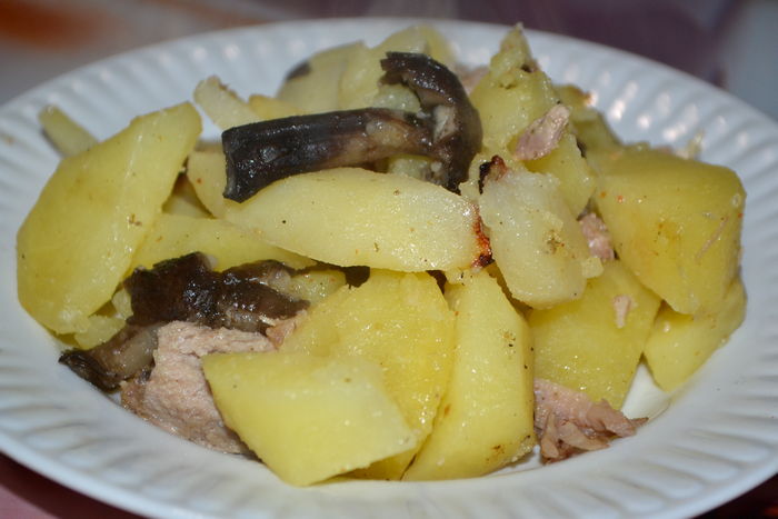 Картошка С Грибами И Мясом Фото
