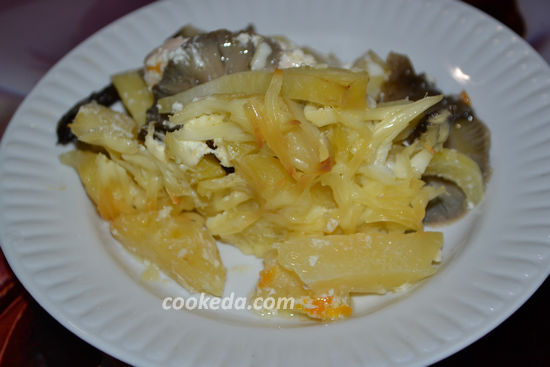 Запеканка из картофеля с курицей и грибами