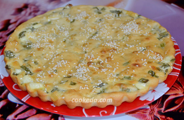 Заливной пирог с сыром и зеленью - рецепт