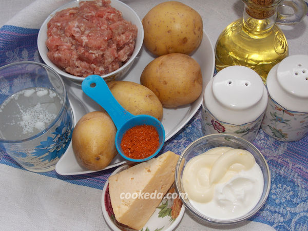 Картошка с фаршем запеченная в духовке - ингредиенты